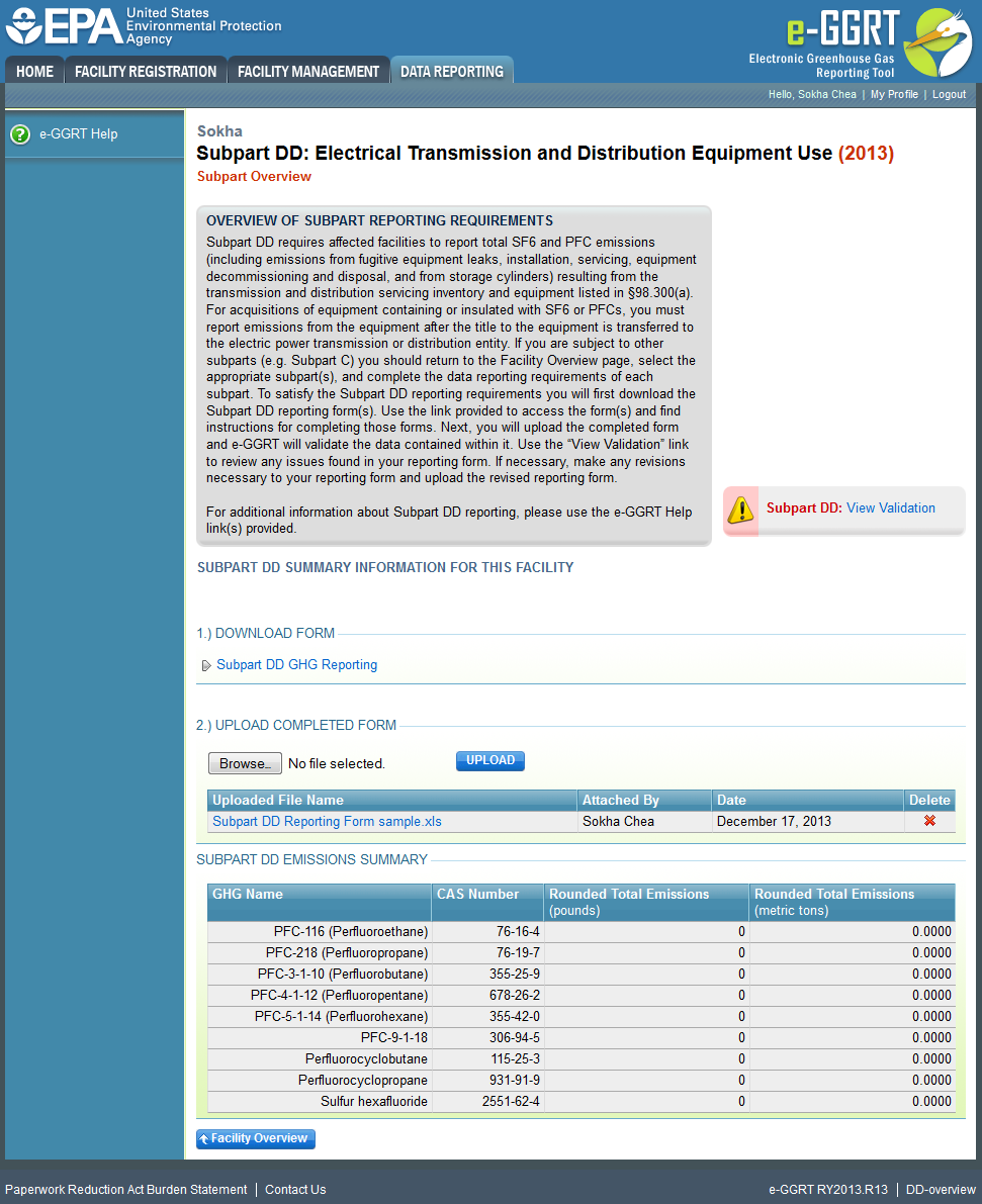 Subpart DD: Uploaded Reporting Form
